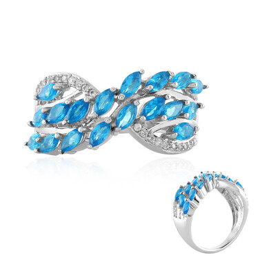 Anello in argento con Apatite Blu Neon