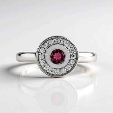 Rubellite Silver Ring