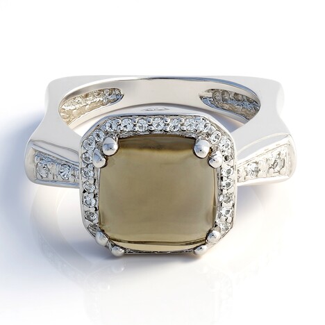 Anello in argento con Quarzo Fumè