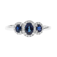 Anillo en oro con Zafiro azul Ceylon