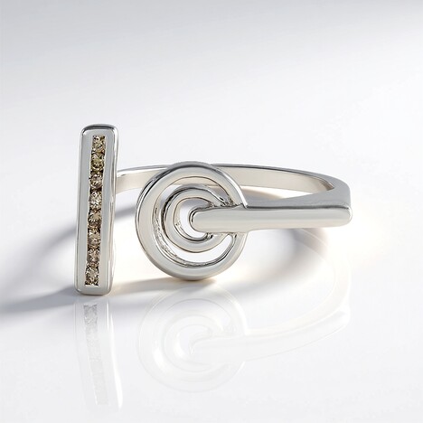 Anello in argento con Diamante Champagne I3 (de Melo Essence)