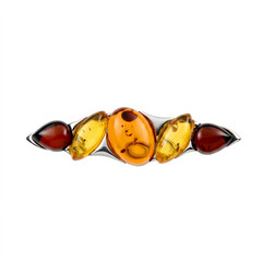 Broche en argent et Ambre baltique couleur cognac (dagen)