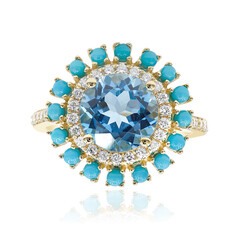 Bague en or et Topaze bleu Suisse (CIRARI)