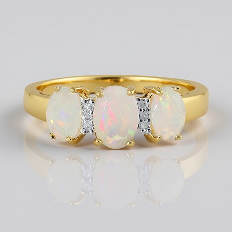 Anello placcato in oro con Opale di Welo