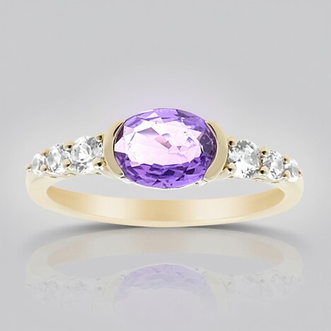 Anello in oro con Zaffiro Ceylon Porpora