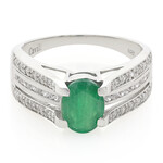 Anello placcato in platino con Smeraldo Bahia