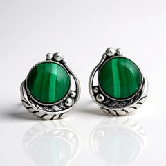 Orecchini in argento con Malachite (Desert Chic)