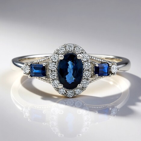 Anello in oro con Zaffiro Ceylon Blu