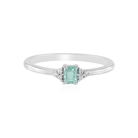 Zilveren ring met een Paraiba kleurige smaragd