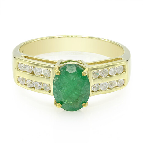 Anello placcato in oro con Smeraldo Bahia