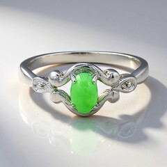 Bague en argent et Chrysoprase impériale