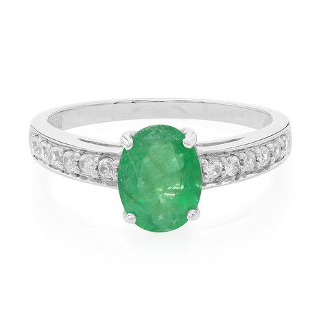 Zilveren ring met een Bahia-smaragd