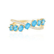 Zilveren ring met neon blauwe apatieten