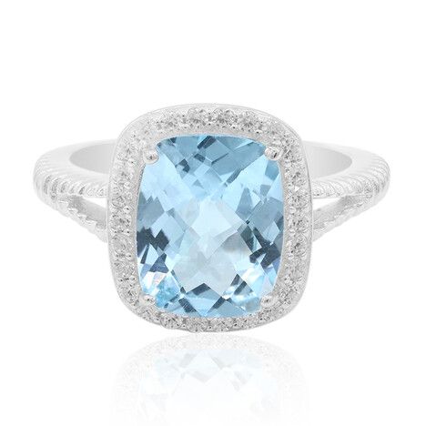Zilveren ring met een hemel-blauwe topaas
