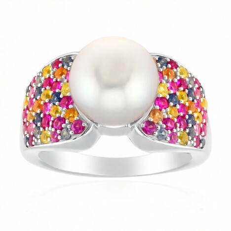 Anello in oro con Perla dei Mari del Sud Argentata (Michelle Albala)