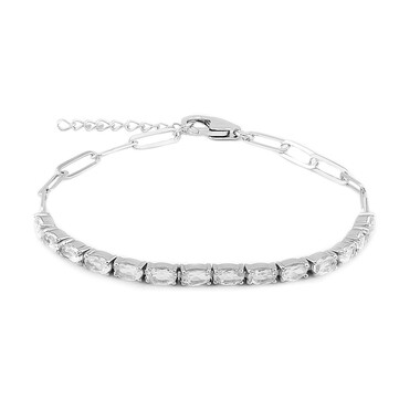 Weißer Topas-Silberarmband