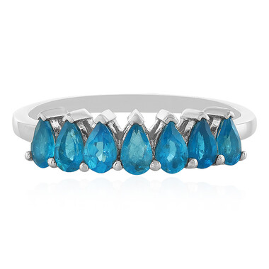 Neonblauer Apatit-Silberring