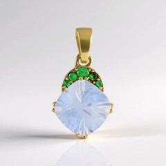 Pendentif en argent et Quartz bleu lunaire