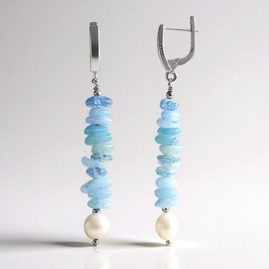 Brazilian Aquamarine Silver Earrings (Riya)