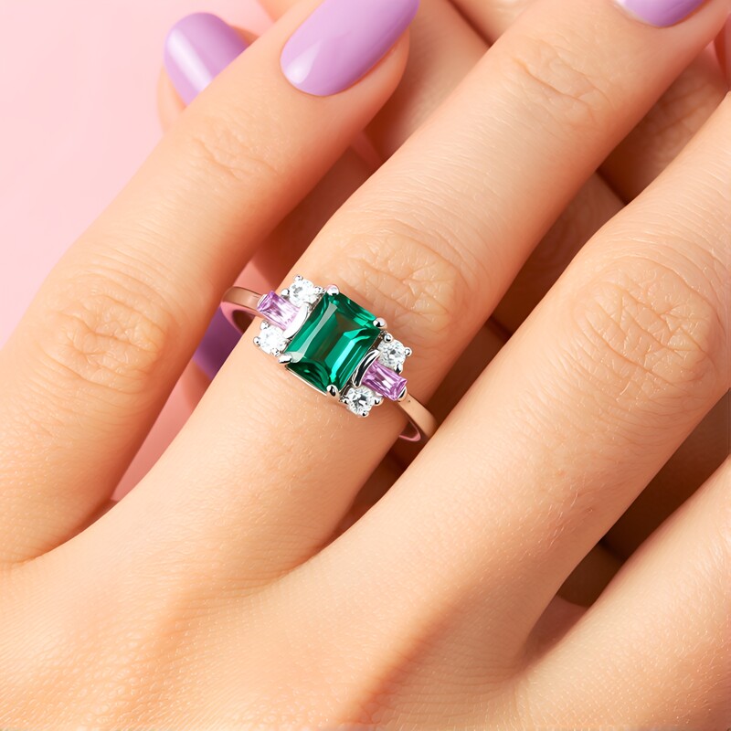 Benedito Green Tourmaline Silver Ring (Adela Silber)