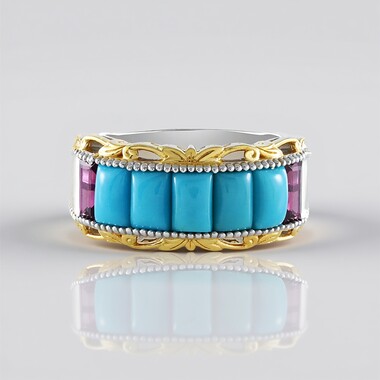 Anillo en plata con Turquesa bella durmiente (Gems en Vogue)