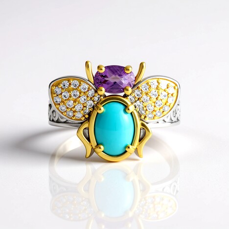 Anello in argento con Turchese Sleeping Beauty (Dallas Prince Designs)