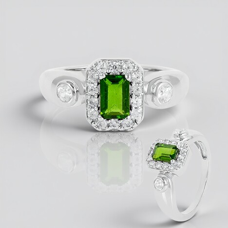 Bague en argent et Diopside de Russie