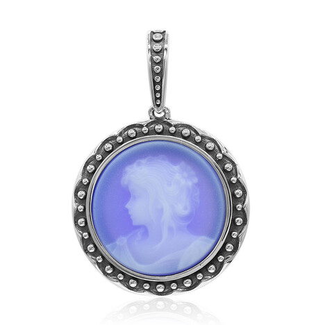 Blue Lace Agate Silver Pendant