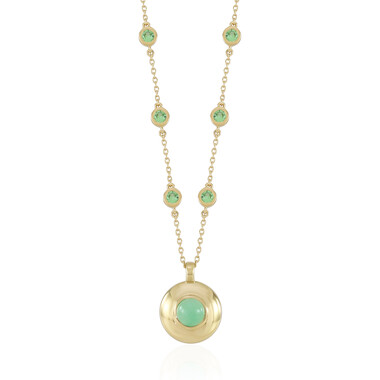 Zilveren halsketting met een chrysopraas (KM by Juwelo)