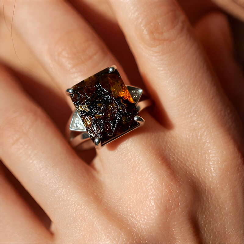 Dinosaurier-Quarz-Silberring