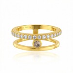 I3 Champagner-Brillant-Silberring (de Melo)