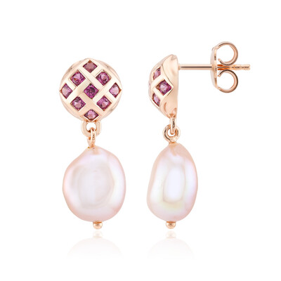 Pendientes en plata con Perla púrpura Freshwater