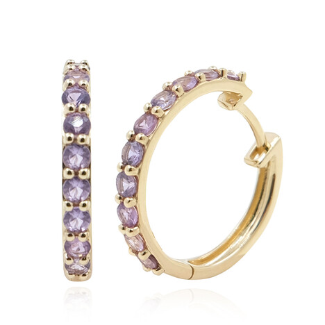 Orecchini in oro con Zaffiro Ceylon Porpora (non riscaldato)