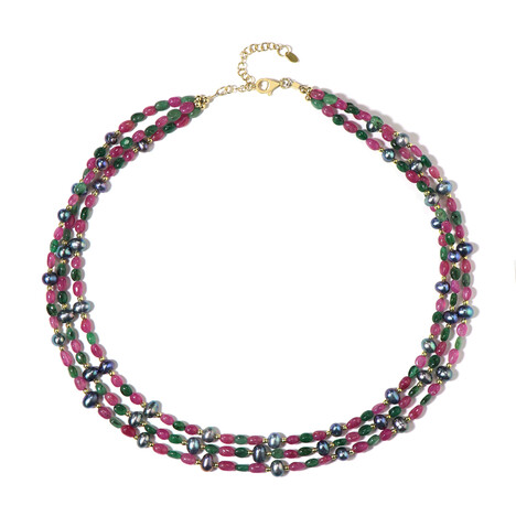 Black Freshwater Pearl Silver Necklace (Riya)