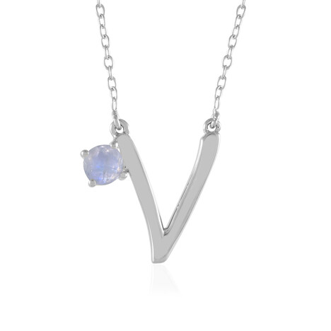 Collar en plata con Piedra de Luna arcoíris