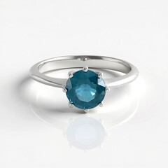 Anello in argento con Cianite Blu Foglia di Tè
