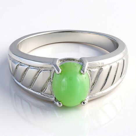 Anello da uomo in argento con Crisoprasio Imperiale