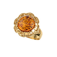 Bague en argent et Ambre baltique couleur cognac