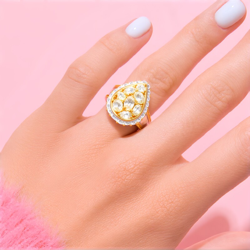 Zilveren ring met een champagne saffier (Gems en Vogue)