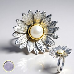 Anello placcato in oro con Giada