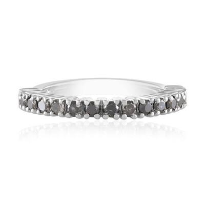 Zilveren ring met zwarte diamanten