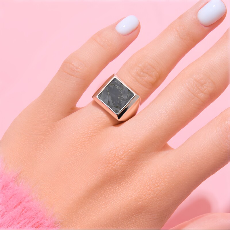 Bague en argent et Météorite d'Alétaï