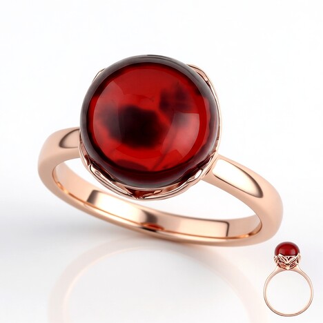 Bague en argent et Ambre rouge de Colombie (dagen)