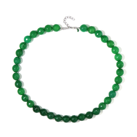 Green Agate Silver Necklace