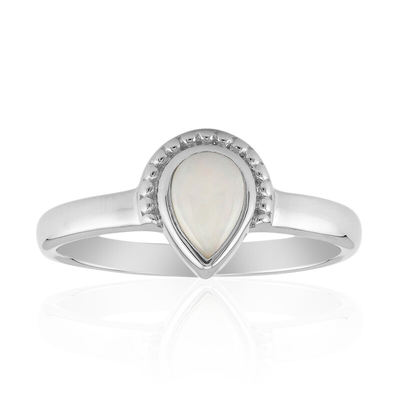 Bague Chic Australian White Opal en argent plaqué platine,
