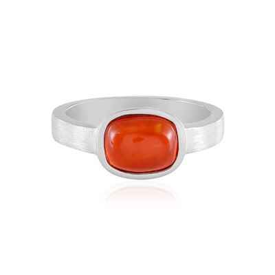Anello in argento con Opale Rosso dell'Etiopia