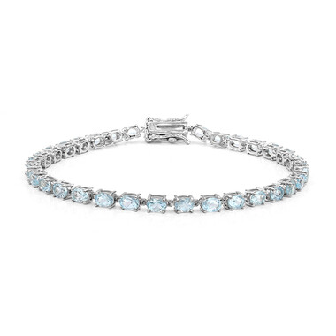 Zilveren armband met hemel-blauwe topaasstenen