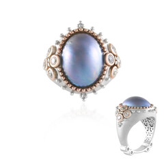 Zilveren ring met een blauwe Mabe parel (Dallas Prince Designs)