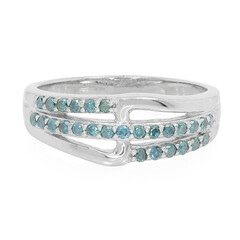 Zilveren ring met Koningsblauwe diamanten