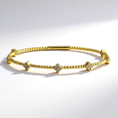 14K SI1 (H) Diamond Gold Bangle (CIRARI)